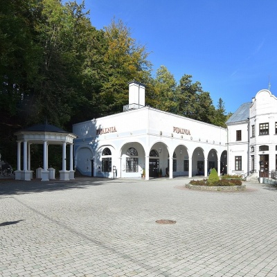 Iwonicz-Zdrój: mineral-water pump room, pool and salt cave
