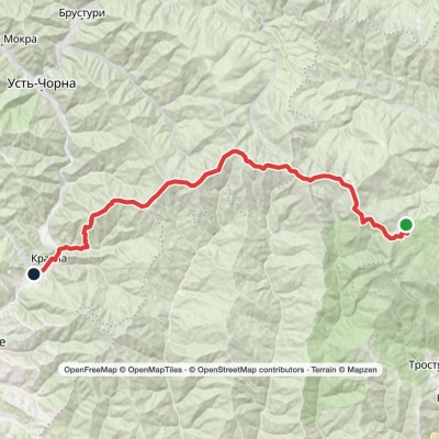 Dragobrat, via Mount Stih, Mount Velykyi Kotel, Mount Unhariaska and Mount Tempa to Krasna village