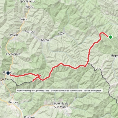 Mount Staiky, via Mount Pip Ivan Chornohirskyi, Mount Stih and Mount Pip Ivan Marmaroskyi to Dilove village