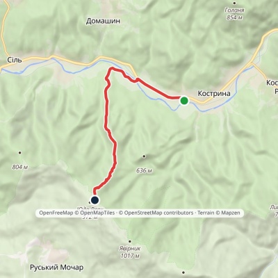 Mount Yavirnyk, via Dubovyi Hai to Kostryno village