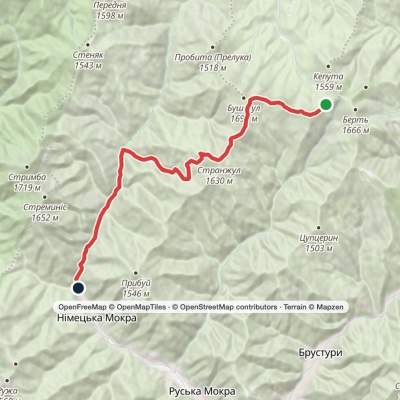 Bert ridge, via Mount Bushtul to Nimetska Mokra village