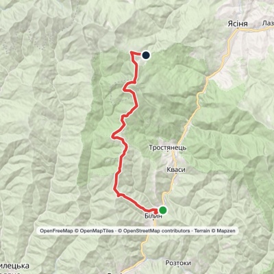 Bilyn village, via Mount Blyznytsia and Mount Stih to Dragobrat