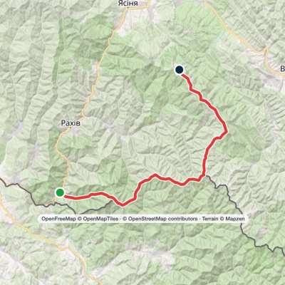 Dilove village, via Mount Pip Ivan Marmaroskyi, Mount Mika-Mare and Mount Pip Ivan Chornohirskyi to Mount Hoverla