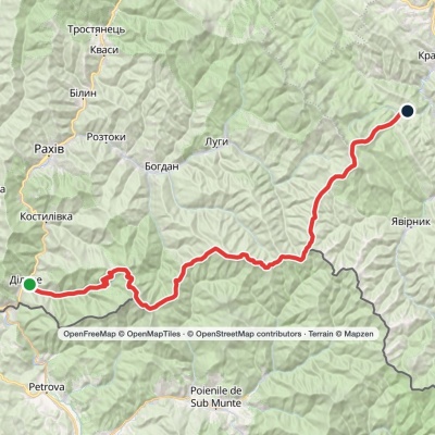 Dilove village, via Mount Pip Ivan Marmaroskyi, Mount Mika-Mare, Mount Stih, Mount Pip Ivan Chornohirskyi and Mount Smotrych to Dzembronia village