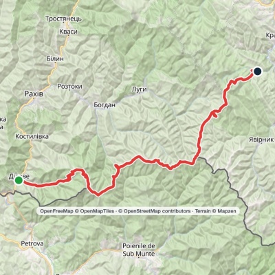 Dilove village, via Mount Pip Ivan Marmaroskyi and Mount Pip Ivan Chornohirskyi to Dzembronia village