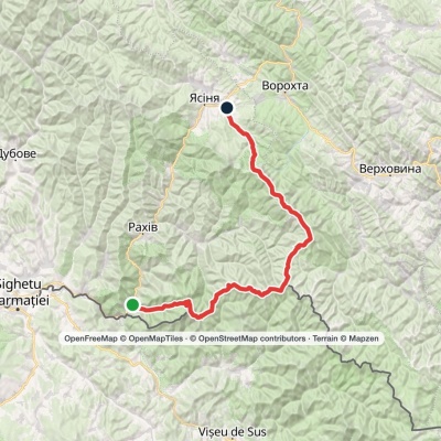 Dilove village, via Mount Pip Ivan Marmaroskyi, Mount Pip Ivan Chornohirskyi and Mount Hoverla to Lazeshchyna village
