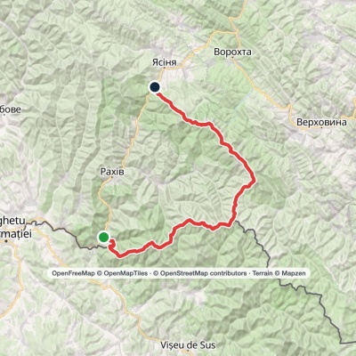 Dilove village, via Mount Pip Ivan Marmaroskyi, Mount Pip Ivan Chornohirskyi, Mount Hoverla and Mount Petros to Yasinia