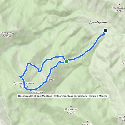 Dzembronia village – Smotrych polonyna – Mount Smotrych – Mount Vukhatyi Kamin – Smotrych polonyna – Dzembronia village