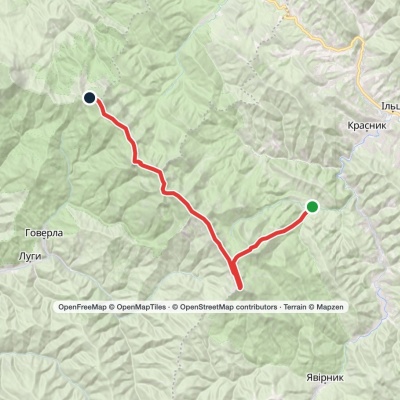 Dzembronia village, via Mount Pip Ivan Chornohirskyi to Mount Hoverla