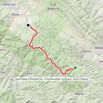 Dzembronia village, via Mount Pip Ivan Chornohirskyi, Mount Hoverla and Kozmeshchyk to Lazeshchyna village