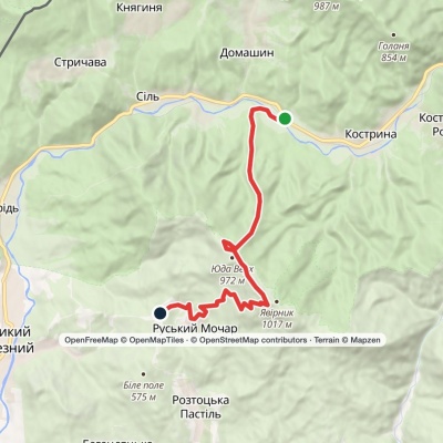 Kostryno village, via Mount Yavirnyk to Ruskyi Mochar village