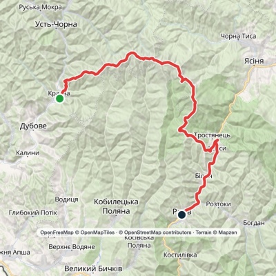 Krasna village, via the Svydovets ridge to Rakhiv