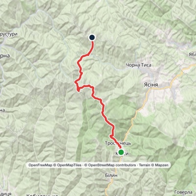 Kvasy village, via Mount Blyznytsia, Mount Velykyi Kotel and Mount Dohiaska to the Yablunytsia Pass