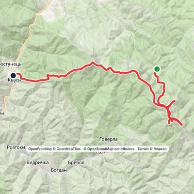 Kvasy village, via Mount Petros, Mount Hoverla, Mount Brebeneskul and Mount Shpytsi to Zaroslyak base