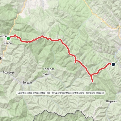 Kvasy village, via Mount Petros, Mount Hoverla, Mount Breskul and Mount Pip Ivan Chornohirskyi to Dzembronia village
