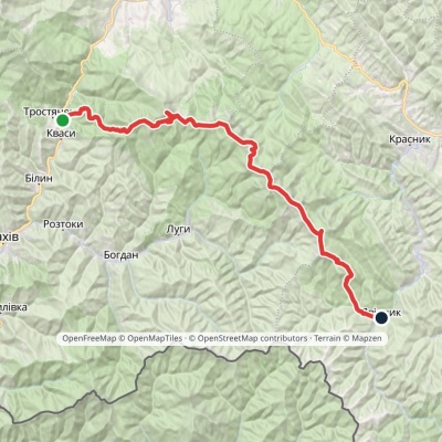 Kvasy village, via Mount Petros, Mount Hoverla and Mount Pip Ivan Chornohirskyi to Shybene village