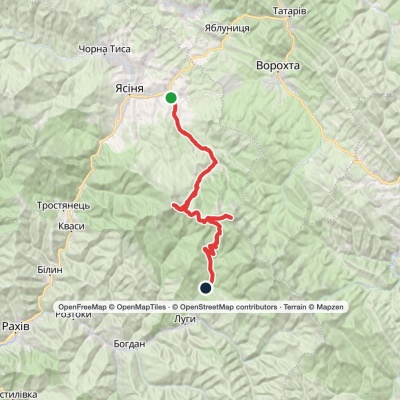 Lazeshchyna village, via Mount Petros and Mount Hoverla to Hoverla village