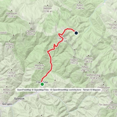 Luhy village, via Mount Hoverla to Zaroslyak base