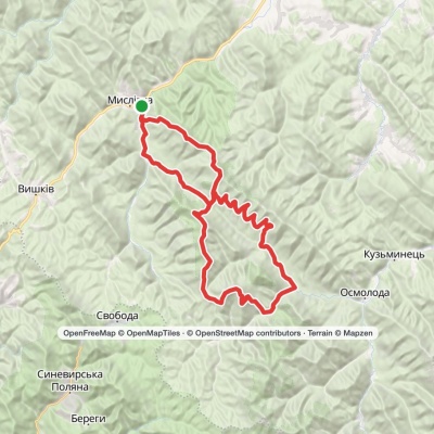 Wieś Myśliwka, przez grzbiet Arszyca, górę Mołoda i górę Jajko-Ilemskie do wsi Myśliwka