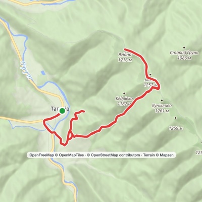 Tatariv village, via Mount Lisniv and Mount Yahidna to Tatariv village