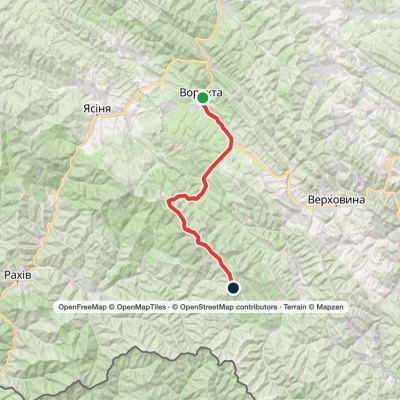 Vorokhta, via Zaroslyak base, Mount Hoverla, Lake Nesamovyte and Mount Dzembronia to Mount Pip Ivan Chornohirskyi