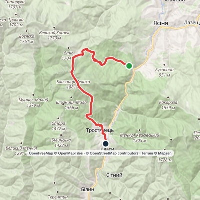 Yasinia, via Dragobrat and Mount Blyznytsia to Kvasy village