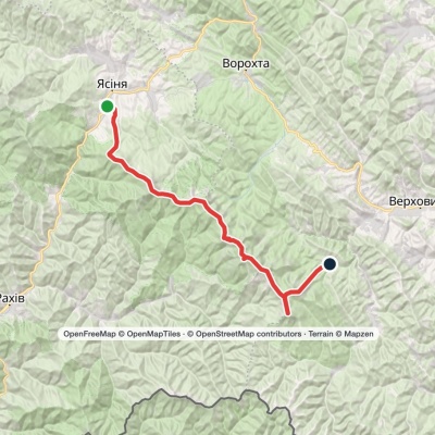 Yasinia, via Mount Petros, Mount Hoverla, Mount Rebra and Mount Pip Ivan Chornohirskyi to Dzembronia village