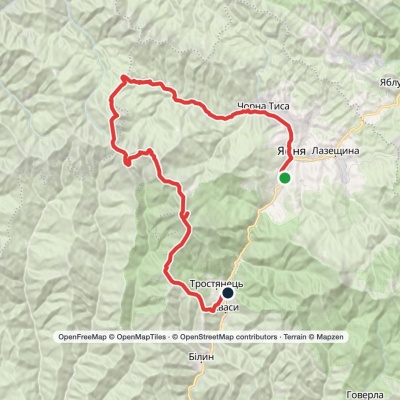 Yasinia, via Mount Tataruka, Mount Dohiaska, Mount Stih and Mount Blyznytsia to Kvasy village