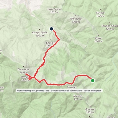 Zaroslyak base, via Mount Hoverla and Mount Petros to Kozmeshchyk