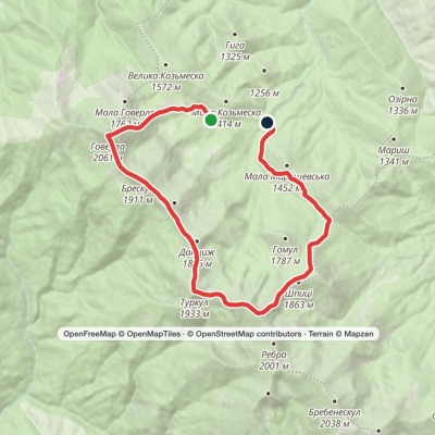 Zaroslyak base, via Mount Hoverla, Lake Nesamovyte and Mount Shpytsi to Zaroslyak base