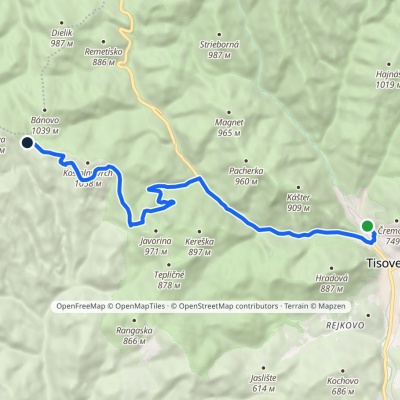 Tisovec, stacja – Roveň – Przełęcz Bánovo