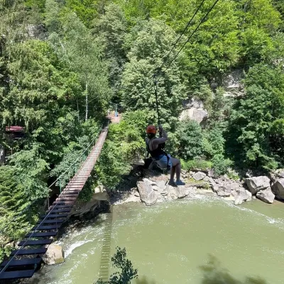 Rope jumping at Probiy waterfall, Yaremche — 3