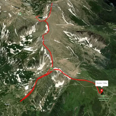 Lake Brebeneskul, via Mount Rebra and Mount Shpytsi to Lake Nesamovyte