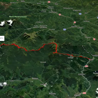 Dilove village, via Mount Pip Ivan Marmaroskyi, Mount Mika-Mare and Mount Steavul to Mount Stih