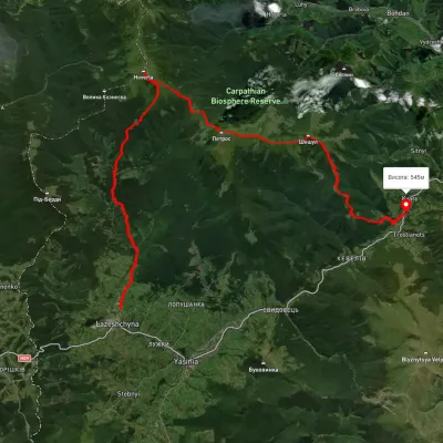 Lazeshchyna village, via Kozmeshchyk, Mount Hoverla and Mount Petros to Kvasy village
