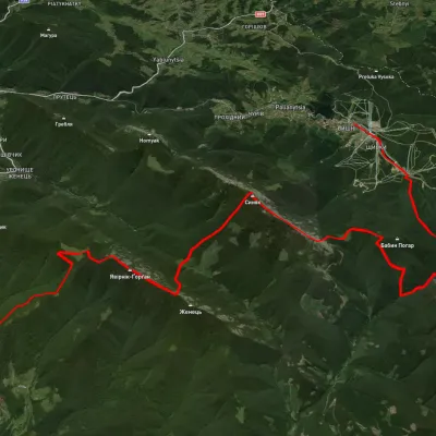 с. Поляниця, через г. Довбушанка, г. Малий Горган, г. Синяк, г. Явір-Горгани до м. Яремче