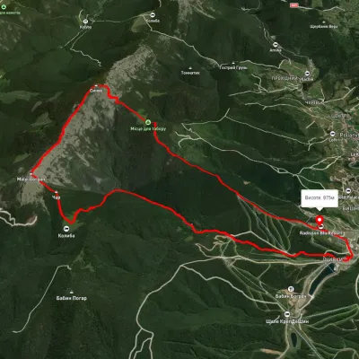 Polianytsia village, via Mount Malyi Horhan and Mount Syniak to Polianytsia village