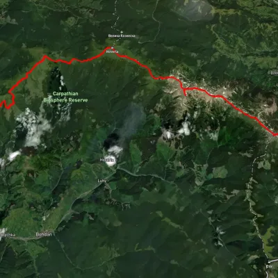 Shybene village, via Mount Pip Ivan Chornohirskyi, Mount Hoverla and Mount Petros to Kvasy village