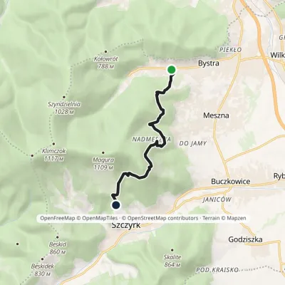 Bystra Górna (bridge) – Chata na Groniu – Bieniatka – Szczyrk sanctuary Na Górce