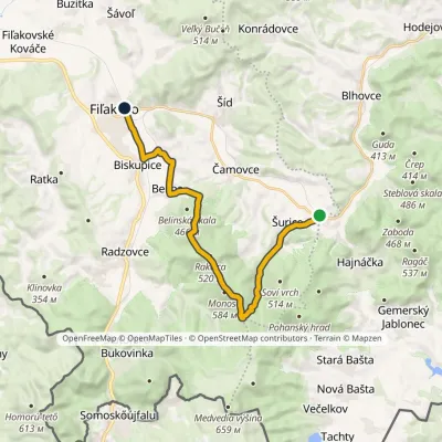 Fiľakovo – Belina – Przełęcz pod Moniką – Šurice – Hajnáčka