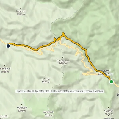 Horný Harmanec, parking – Malý Šturec Saddle – Bartoška Hut