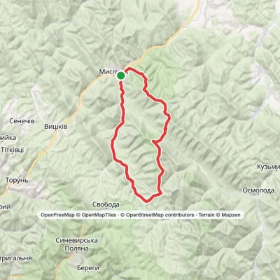 Myslivka village, via Mount Yayko-Ilemske and Mount Horhan-Ilemskyi to Myslivka village