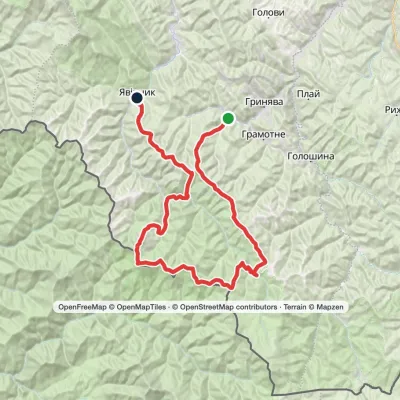 Probiinivka village, via Mount Tarnytsia, Mount Pnivie and Mount Chyvchyn to Shybene village