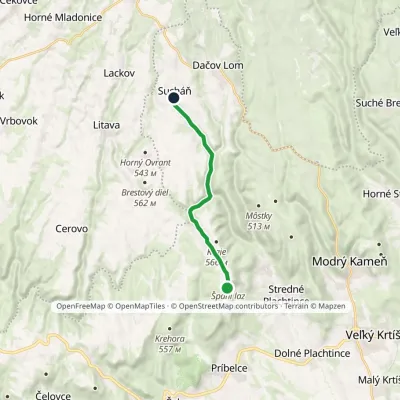 Španí laz, schronisko – Trúbiaci kameň – Sucháň