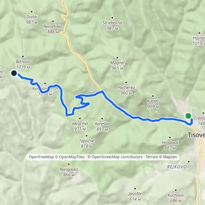 Tisovec, stacja – Roveň – Przełęcz Bánovo