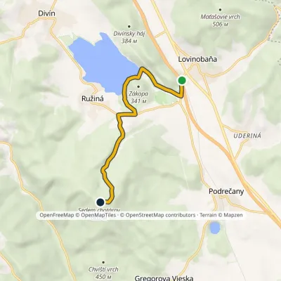 Szczyt Sedem chotárov – Ružiná, camping – Lovinobaňa, stacja