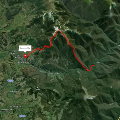 Zanka railway halt, via Mount Temnatyk and Mount Tsytska to Volovets