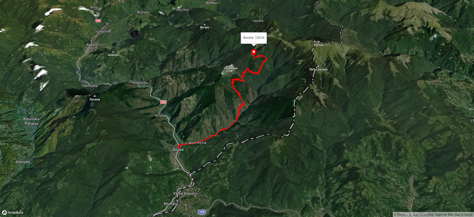  с. Ділове, через вдсп. Ялинський до пол. Щавора