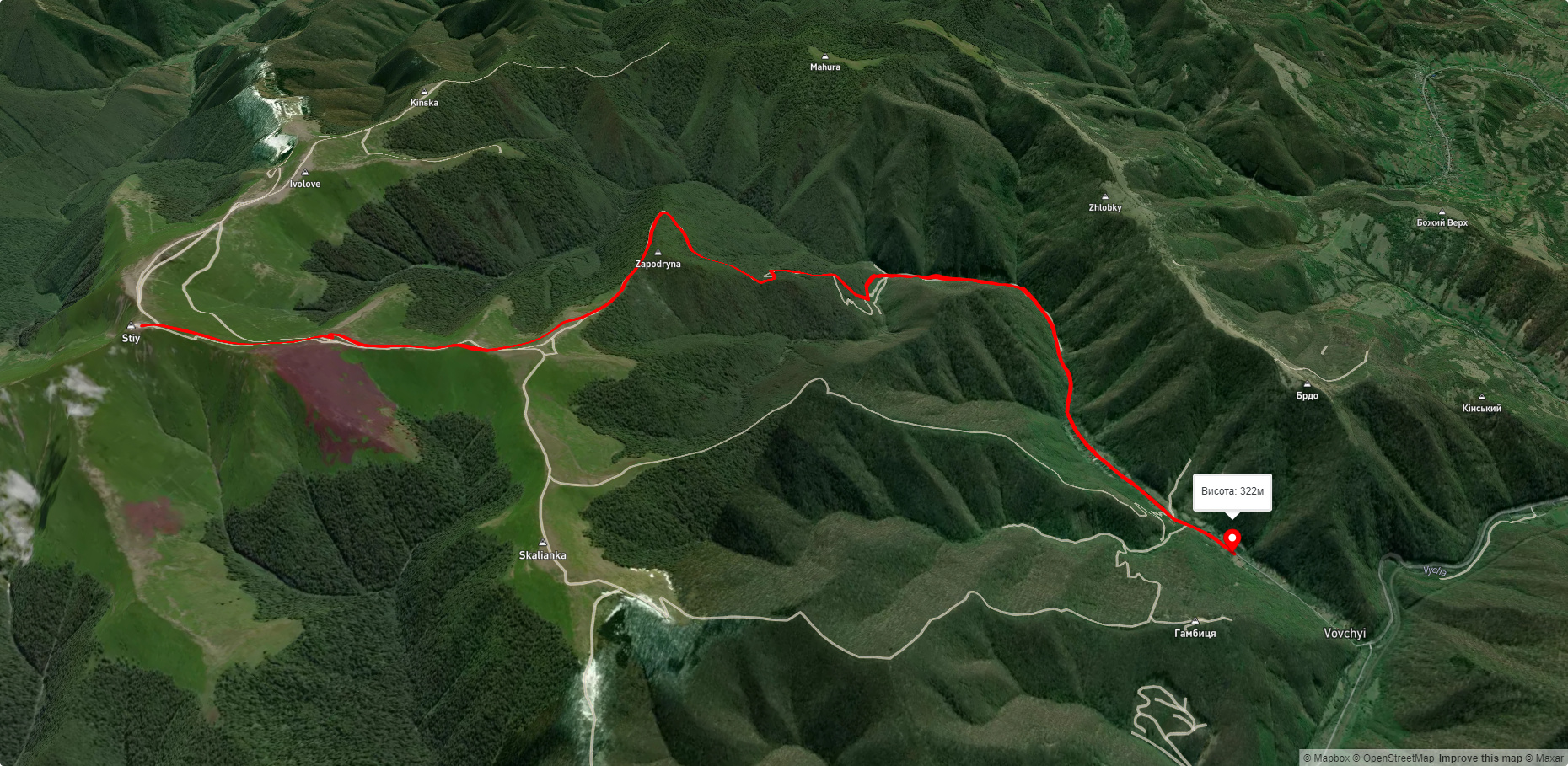 c. Вовчий, через г. Зенева до г. Стій