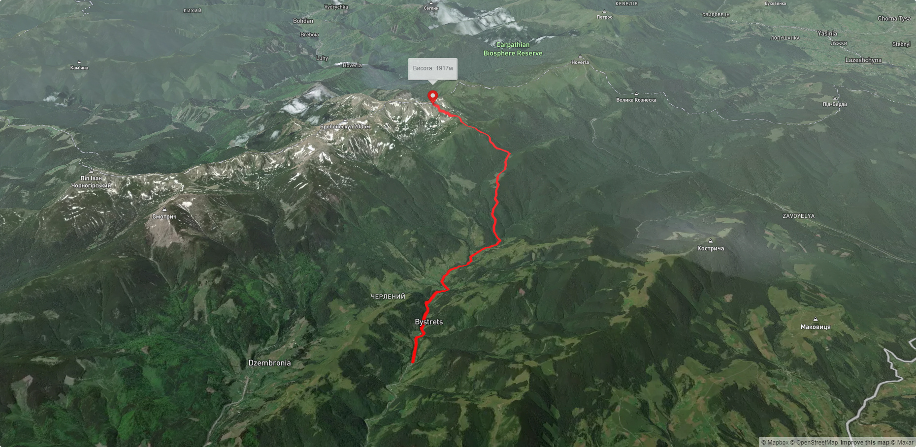 c.Бистрець - пол.Маришевська - г.Шпиц